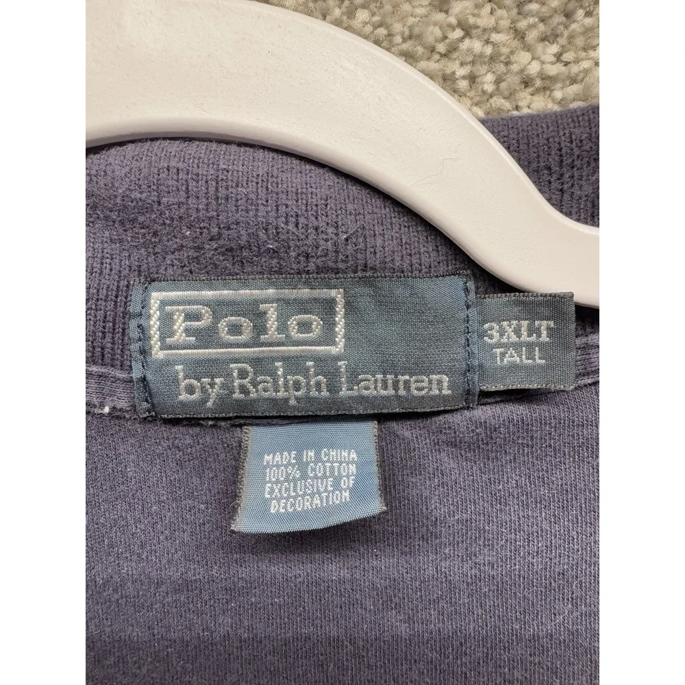 Vintage Polo Ralph Lauren Shirt Mens 3XLT Tall Dark Blue Red Pony Button Stretch
